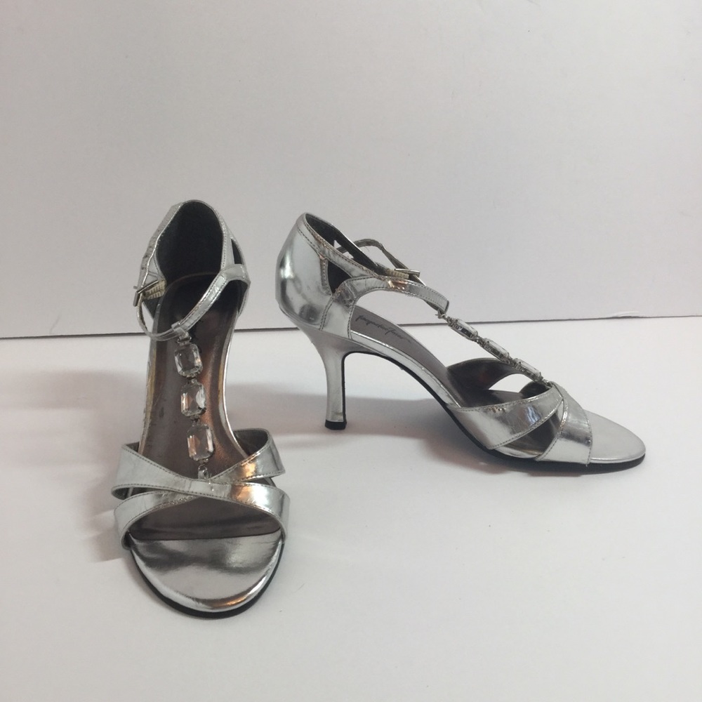 Jacqueline Ferrar Silver Embellished stiletto Heel Sandals Size 7